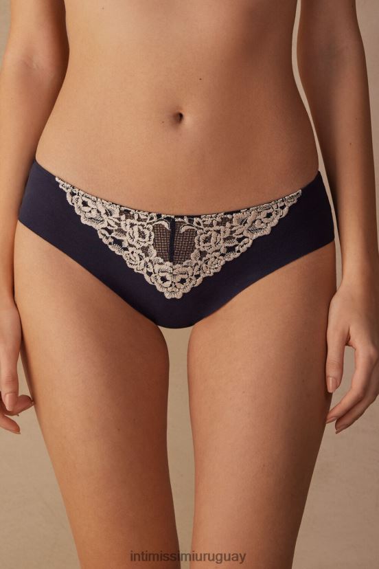 braguitas de algodón sin costuras con bonitas flores Intimissimi mujer 347i-azul profundo/vainilla V806B81151 ropa interior