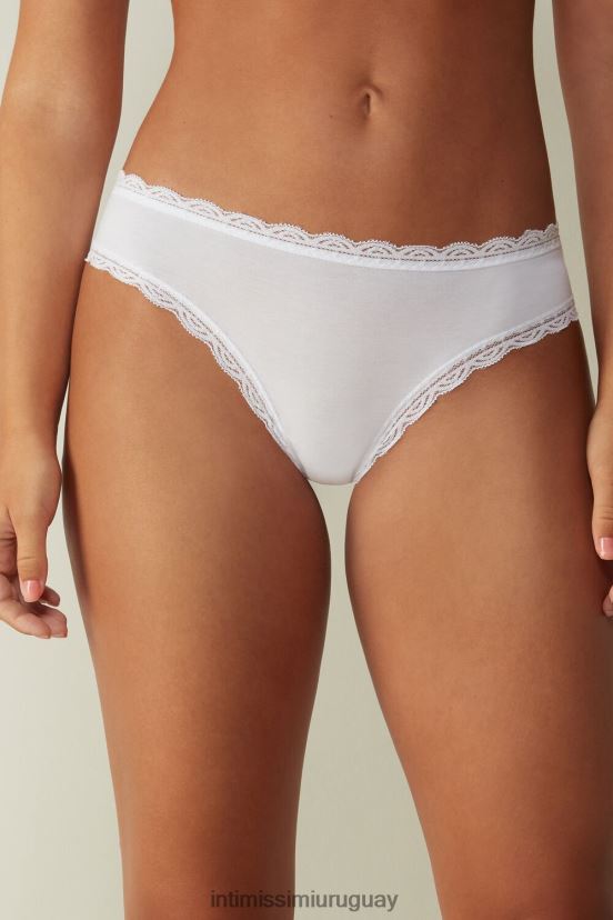 braguitas de algodón y encaje Intimissimi mujer 001-blanco V806B81076 ropa interior