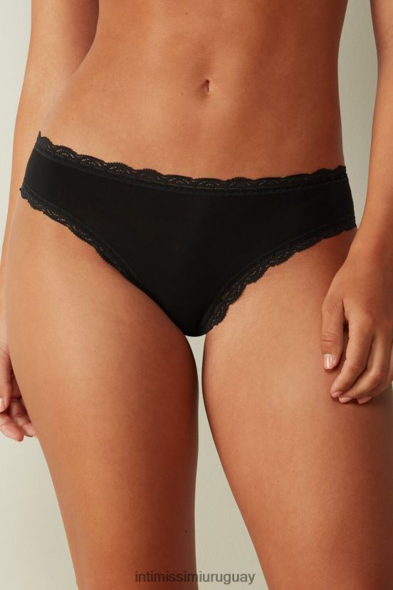 braguitas de algodón y encaje Intimissimi mujer 019-negro V806B81075 ropa interior