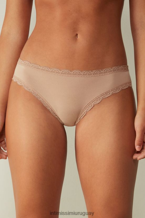 braguitas de algodón y encaje Intimissimi mujer 044-beige suave V806B81086 ropa interior