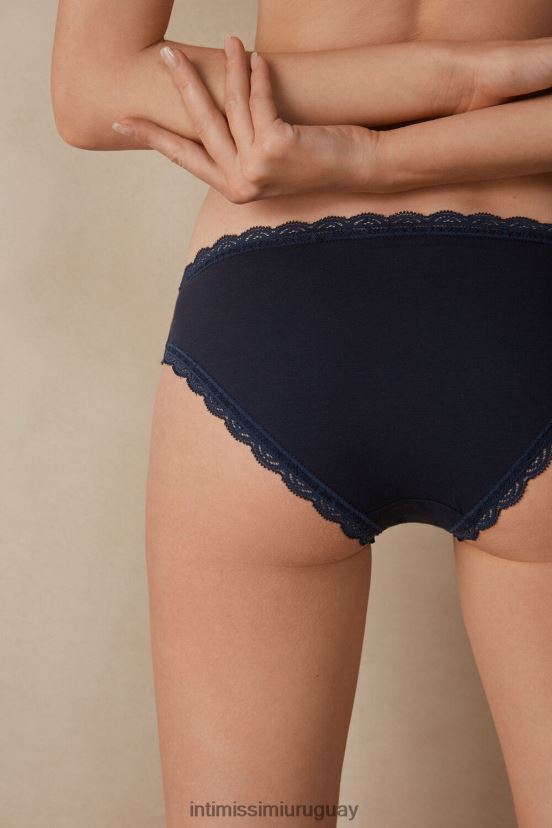braguitas de algodón y encaje Intimissimi mujer 1467-azul intenso V806B81005 ropa interior