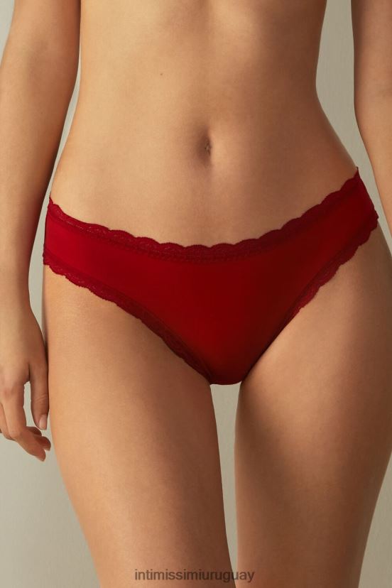 braguitas de algodón y encaje Intimissimi mujer 1473-rojo V806B81038 ropa interior