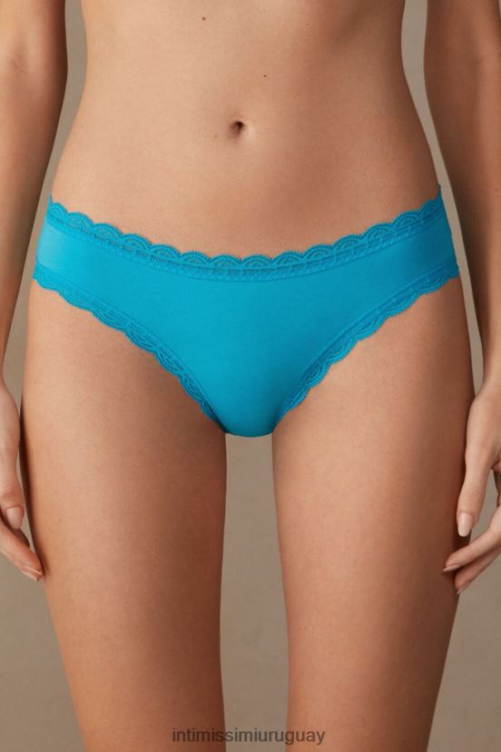 braguitas de algodón y encaje Intimissimi mujer 210j-turquesa digital V806B8999 ropa interior