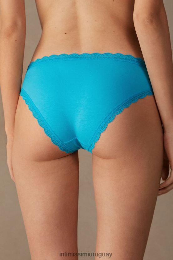 braguitas de algodón y encaje Intimissimi mujer 210j-turquesa digital V806B8999 ropa interior