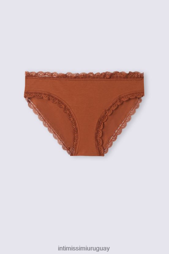 braguitas de algodón y encaje Intimissimi mujer 332j-canela ligera V806B8912 ropa interior
