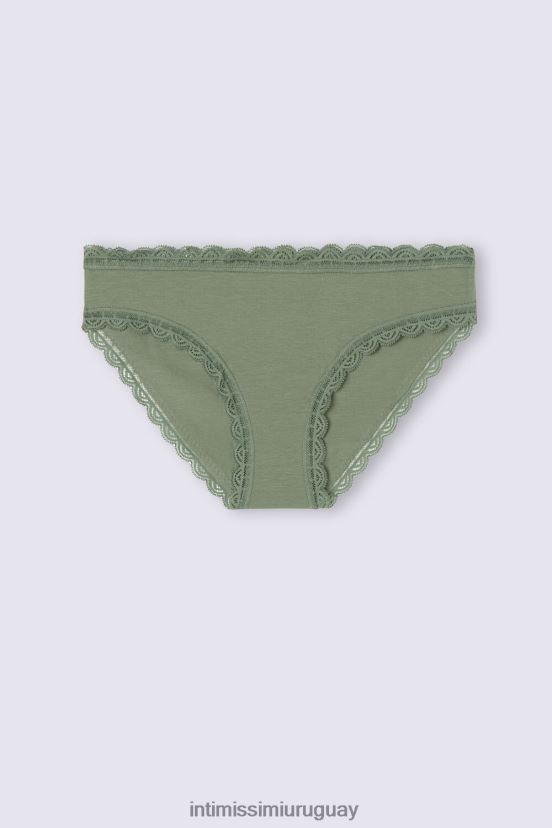 braguitas de algodón y encaje Intimissimi mujer 344j-salvia verde V806B8908 ropa interior