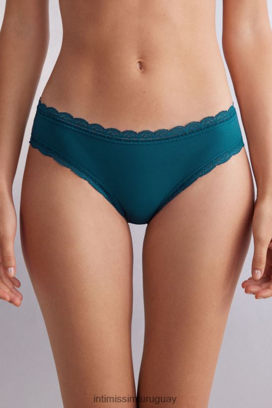 braguitas de algodón y encaje Intimissimi mujer 346j-azul verdoso V806B8900 ropa interior