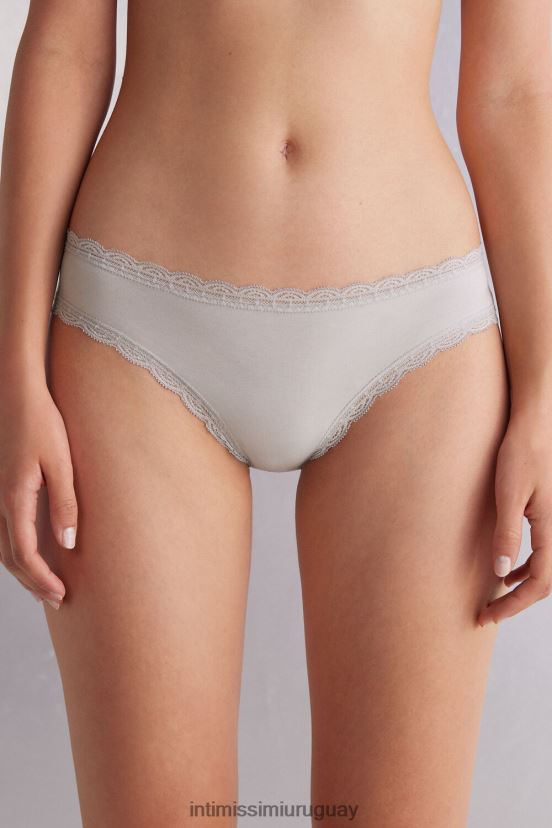 braguitas de algodón y encaje Intimissimi mujer 347j-gris hielo V806B8896 ropa interior