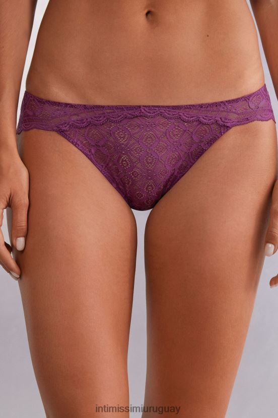braguitas de encaje de talle bajo Intimissimi mujer 345j-vino morado V806B8867 ropa interior
