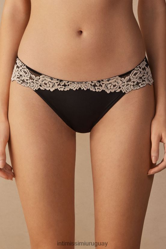 braguitas de flores bonitas Intimissimi mujer 9887-negro/marfil V806B81152 ropa interior