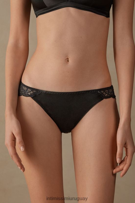 braguitas de seda y encaje Intimissimi mujer 019-negro V806B81132 ropa interior