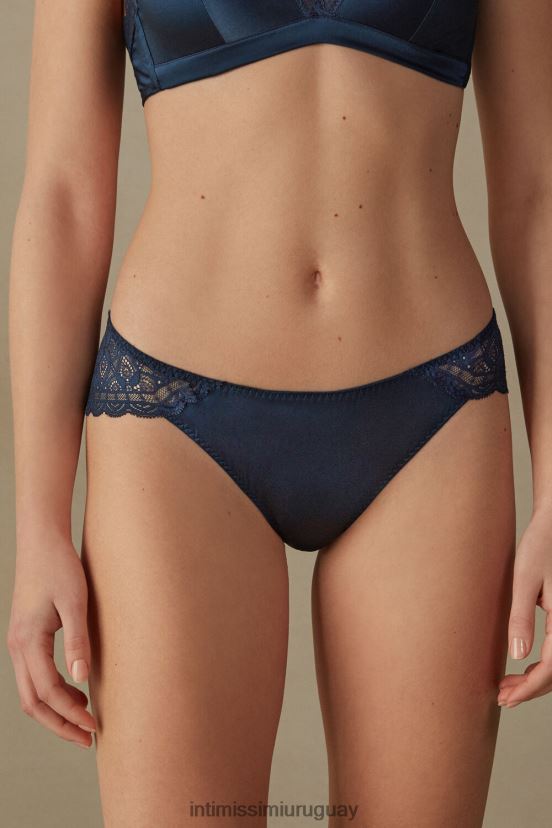 braguitas de seda y encaje Intimissimi mujer 1467-azul intenso V806B81049 ropa interior