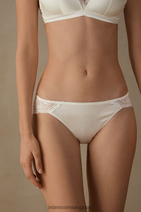 braguitas de seda y encaje Intimissimi mujer 2127-blanco polvo V806B81128 ropa interior