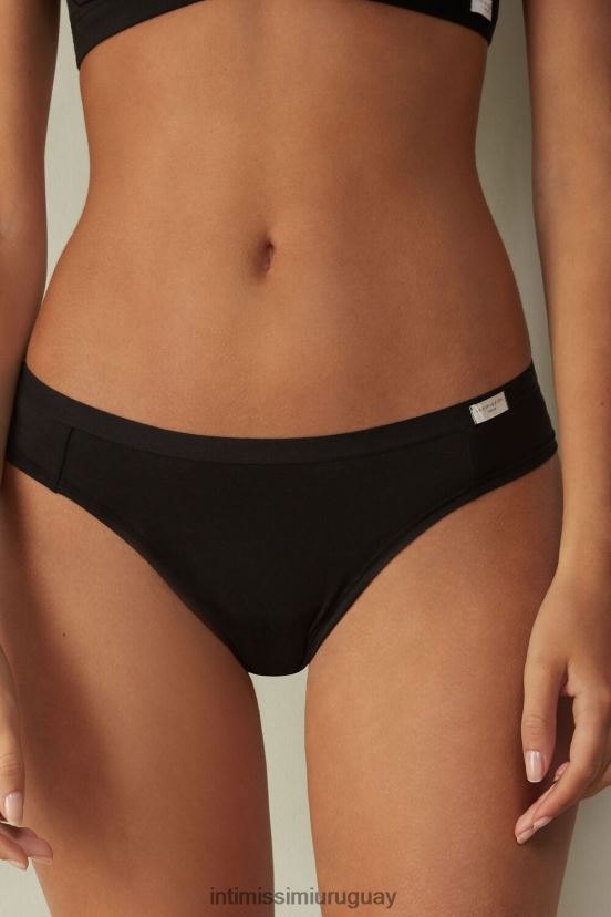 bragas brasileñas de algodón natural Intimissimi mujer 019-negro V806B81195 ropa interior
