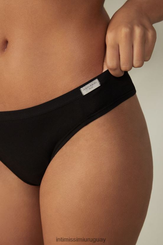 bragas brasileñas de algodón natural Intimissimi mujer 019-negro V806B81195 ropa interior