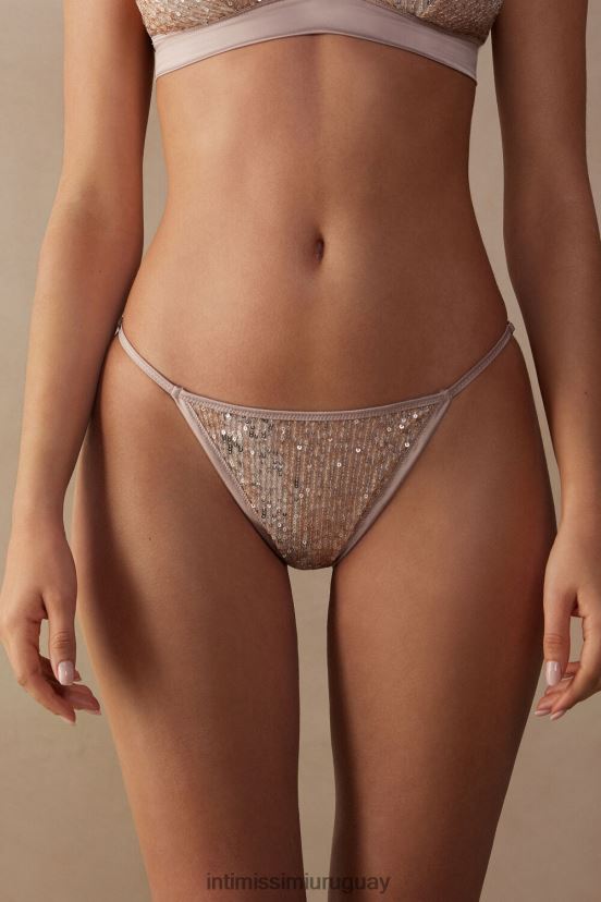 braguita brasileña charme brillante con tiras laterales Intimissimi mujer 237j-natural/plata V806B8940 ropa interior