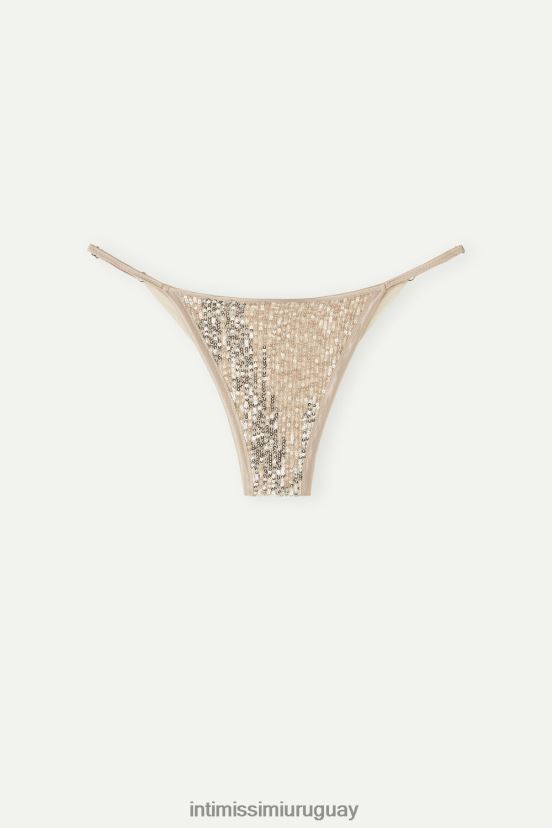 braguita brasileña charme brillante con tiras laterales Intimissimi mujer 237j-natural/plata V806B8940 ropa interior