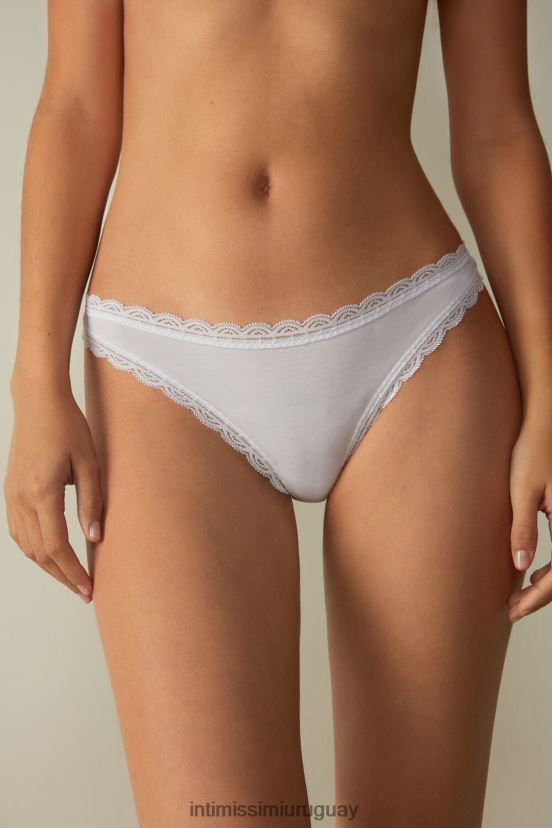 braguita brasileña de algodón y encaje Intimissimi mujer 001-blanco V806B81053 ropa interior