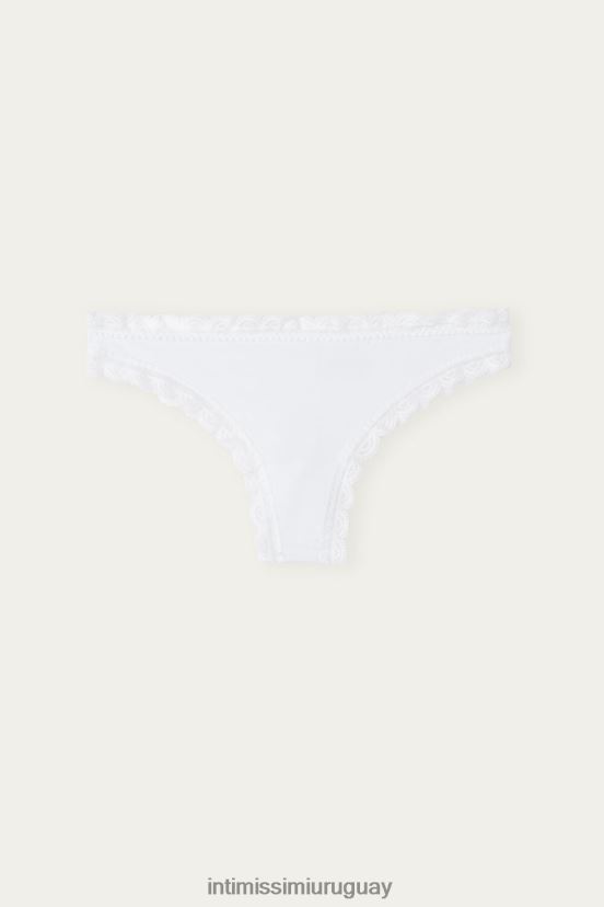 braguita brasileña de algodón y encaje Intimissimi mujer 001-blanco V806B81053 ropa interior