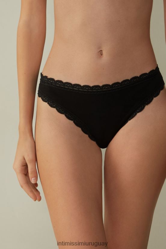 braguita brasileña de algodón y encaje Intimissimi mujer 019-negro V806B81051 ropa interior