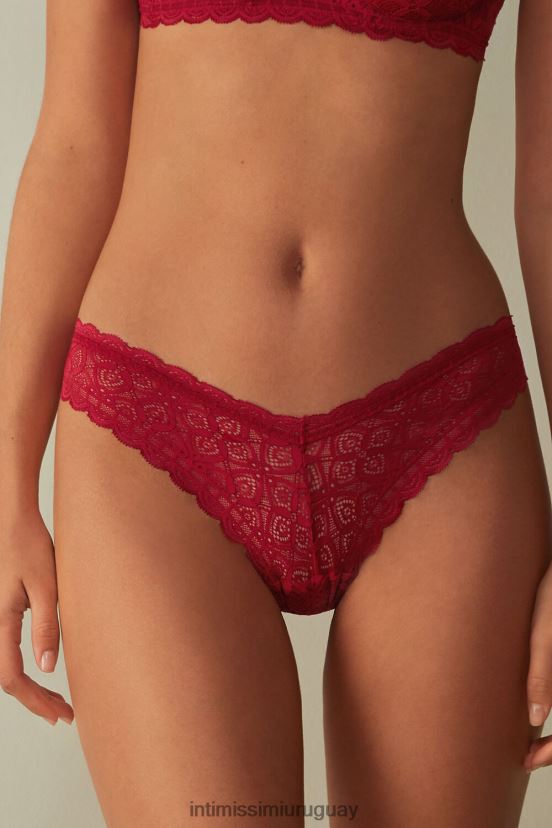 braguita brasileña de encaje estilo años 80 Intimissimi mujer 1473-rojo V806B81036 ropa interior