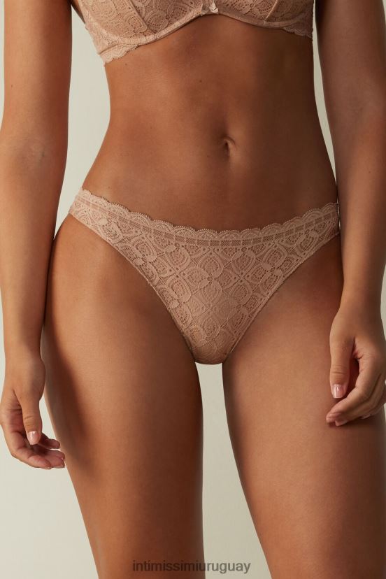 braguita brasileña de encaje y microfibra Intimissimi mujer 044-beige suave V806B81061 ropa interior