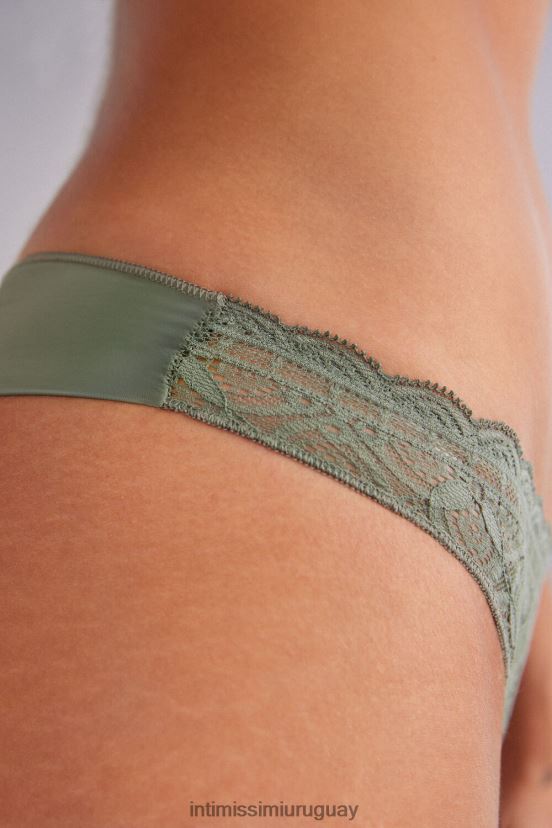 braguita brasileña de encaje y microfibra Intimissimi mujer 344j-salvia verde V806B8906 ropa interior