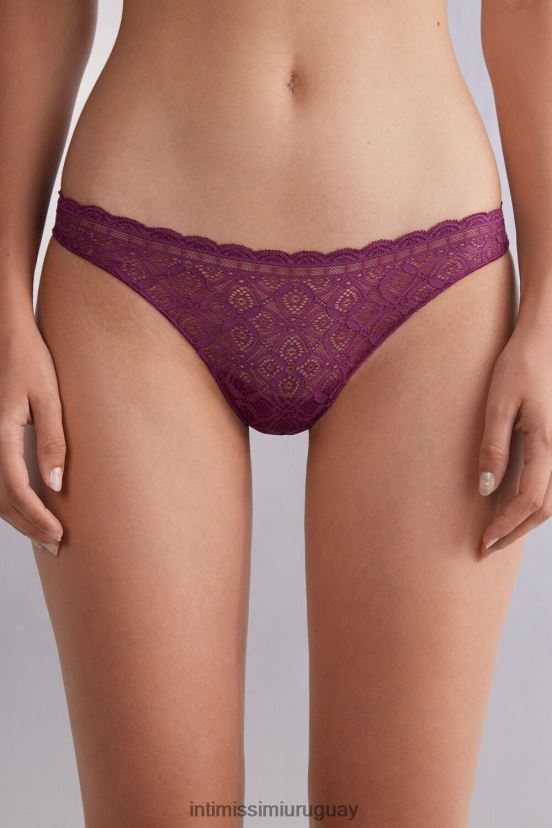 braguita brasileña de encaje y microfibra Intimissimi mujer 345j-vino morado V806B8902 ropa interior