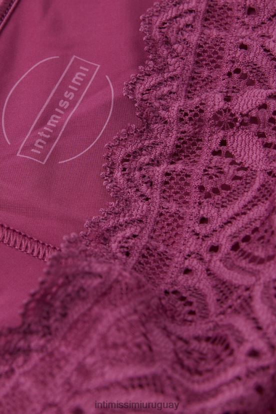 braguita brasileña de encaje y microfibra Intimissimi mujer 345j-vino morado V806B8902 ropa interior