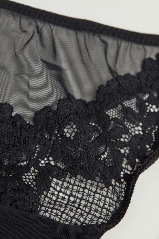 braguitas brasileñas con bonitas flores Intimissimi mujer 019-negro V806B81043 ropa interior