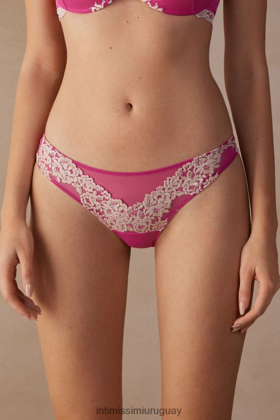 braguitas brasileñas con bonitas flores Intimissimi mujer 213j-san valentín rosa/marfil V806B8970 ropa interior