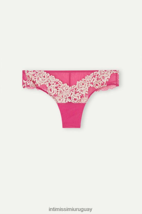 braguitas brasileñas con bonitas flores Intimissimi mujer 213j-san valentín rosa/marfil V806B8970 ropa interior