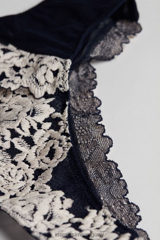 braguitas brasileñas con bonitas flores Intimissimi mujer 347i-azul profundo/vainilla V806B81149 ropa interior