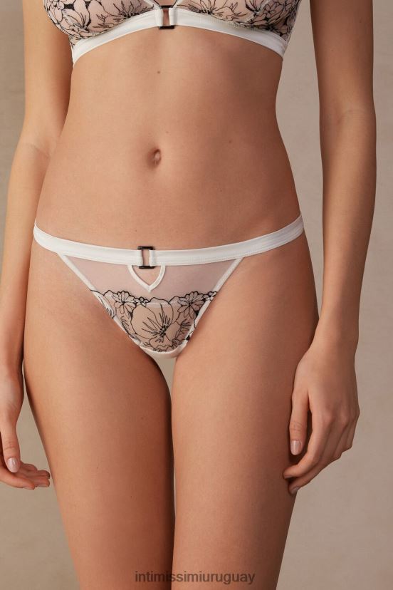 braguitas brasileñas pura alegría Intimissimi mujer 4718-blanco polvo/negro V806B8958 ropa interior
