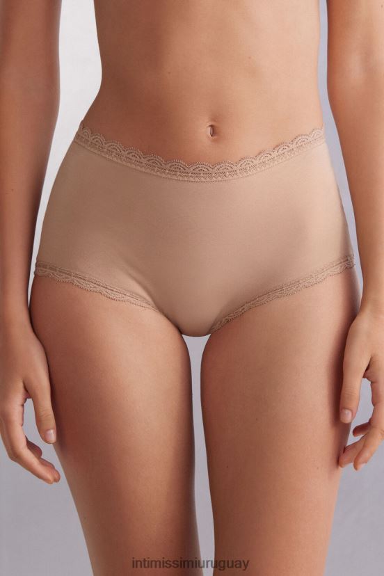 braguitas francesas de algodón y encaje de talle alto Intimissimi mujer 044-beige suave V806B8918 ropa interior