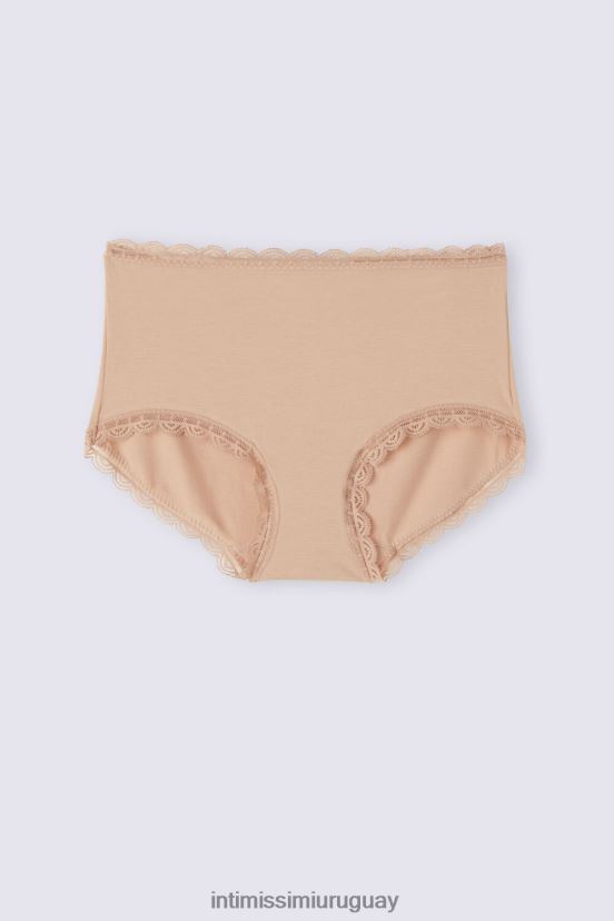 braguitas francesas de algodón y encaje de talle alto Intimissimi mujer 044-beige suave V806B8918 ropa interior