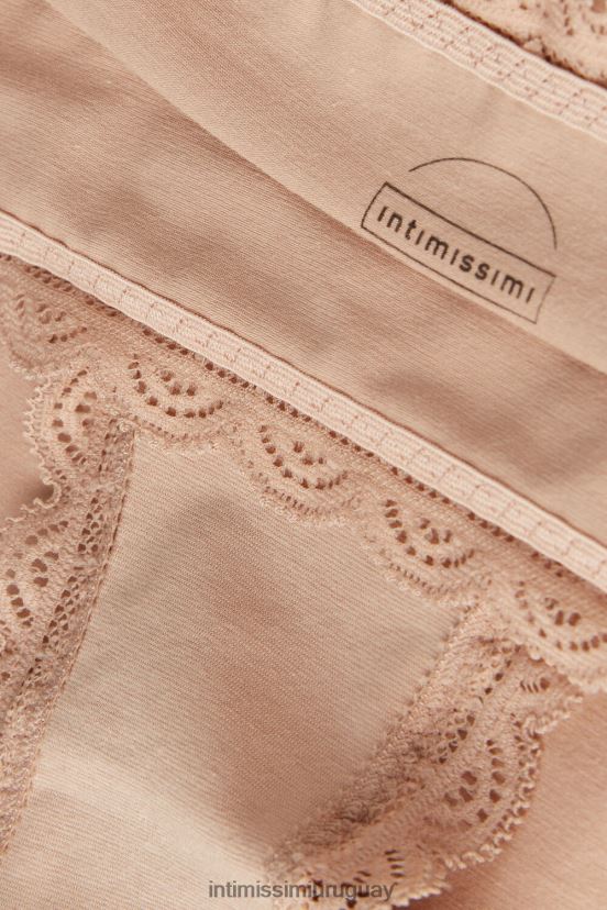 braguitas francesas de algodón y encaje de talle alto Intimissimi mujer 044-beige suave V806B8918 ropa interior