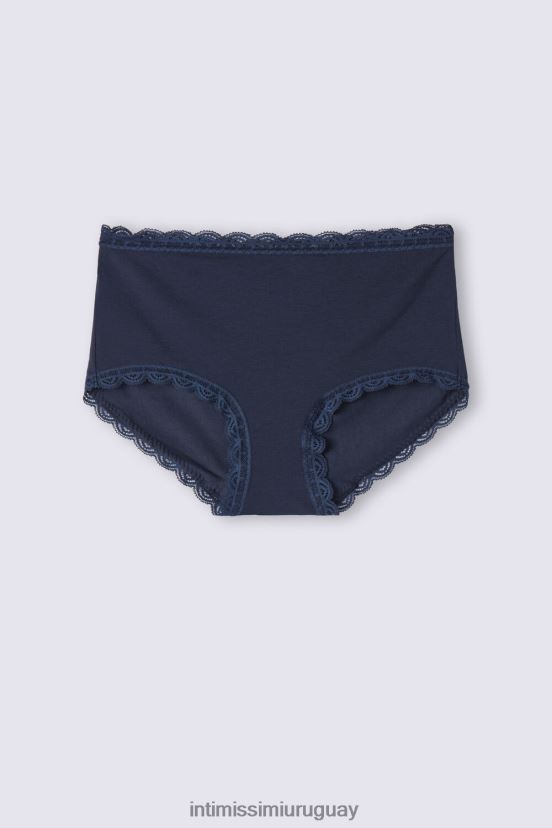 braguitas francesas de algodón y encaje de talle alto Intimissimi mujer 1467-azul intenso V806B8852 ropa interior