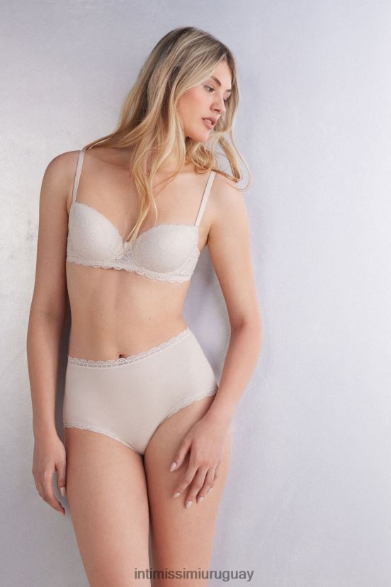 braguitas francesas de algodón y encaje de talle alto Intimissimi mujer 2280-seda rosa V806B8919 ropa interior