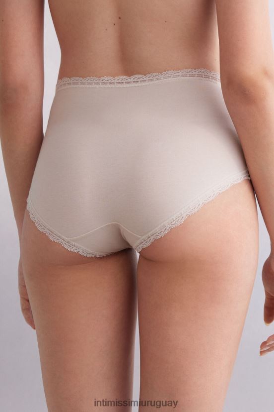 braguitas francesas de algodón y encaje de talle alto Intimissimi mujer 2280-seda rosa V806B8919 ropa interior