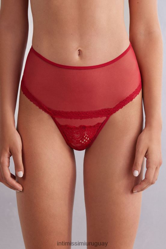 fantasías pecaminosas braguitas francesas de cintura alta Intimissimi mujer 9888-lacre rojo V806B8849 ropa interior
