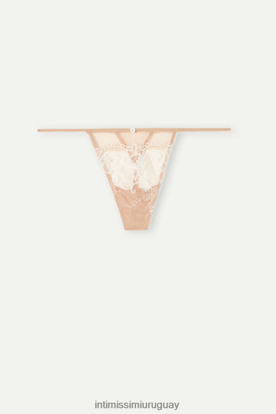 Precioso tanga de día con tiras laterales. Intimissimi mujer 989i-beige suave/talco V806B81019 ropa interior
