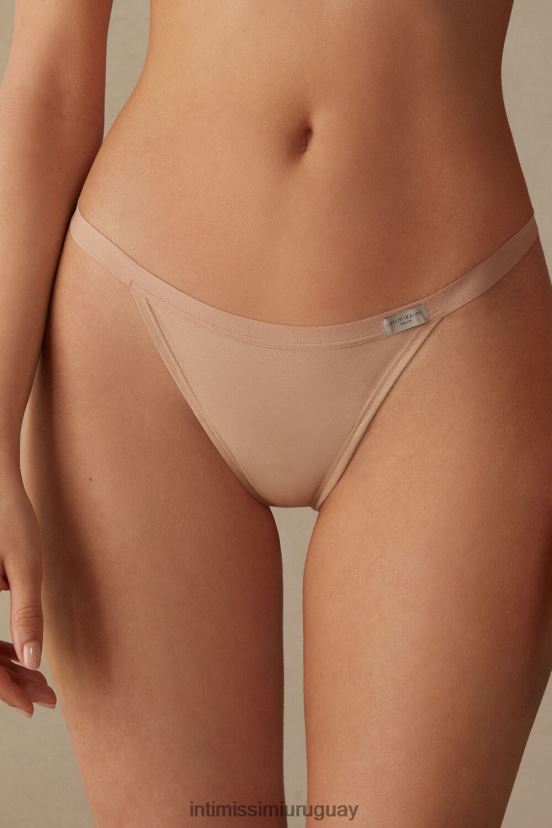 tanga de algodón con tiras laterales Intimissimi mujer 044-beige suave V806B81026 ropa interior