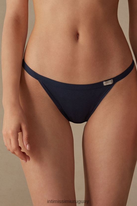 tanga de algodón con tiras laterales Intimissimi mujer 1467-azul intenso V806B81023 ropa interior