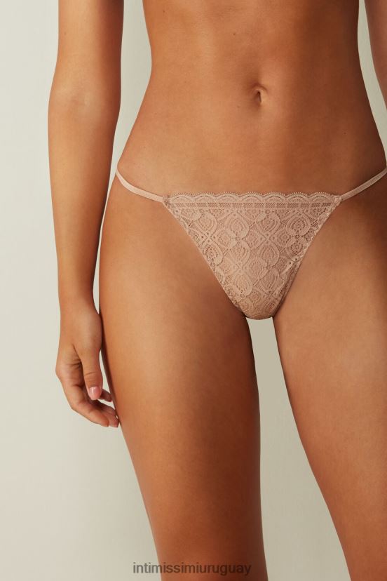 tanga de encaje con tiras laterales Intimissimi mujer 044-beige suave V806B81089 ropa interior