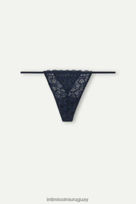 tanga de encaje con tiras laterales Intimissimi mujer 1467-azul intenso V806B81080 ropa interior