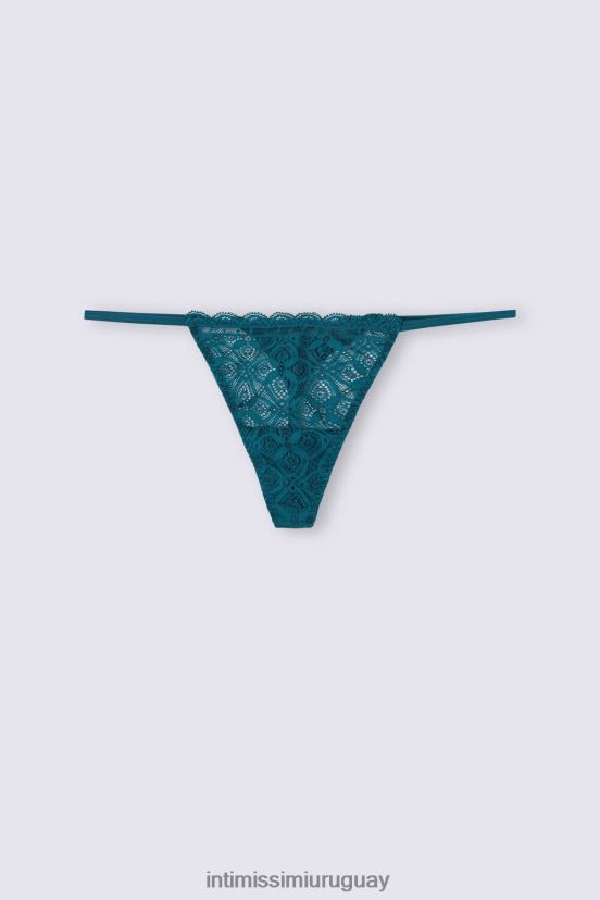 tanga de encaje con tiras laterales Intimissimi mujer 346j-azul verdoso V806B8901 ropa interior