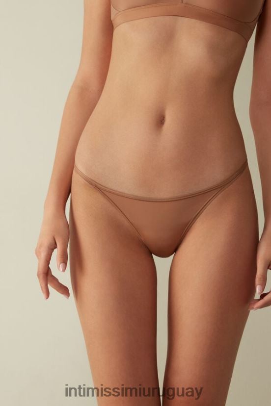 tanga de microfibra ultraligera con correas laterales Intimissimi mujer 417i-beige medio V806B81093 ropa interior