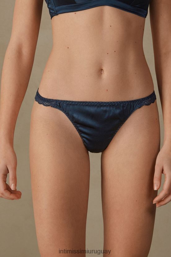 tanga de seda y encaje Intimissimi mujer 1467-azul intenso V806B81050 ropa interior
