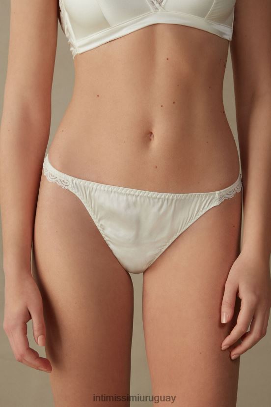 tanga de seda y encaje Intimissimi mujer 2127-blanco polvo V806B81129 ropa interior